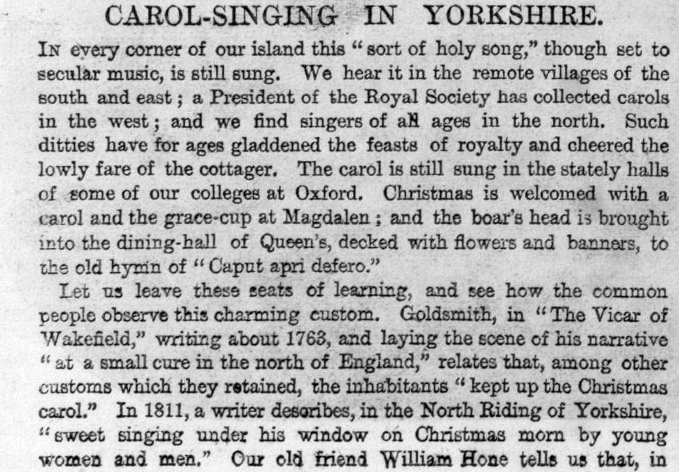 yorkshire carol singers 1864 text